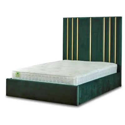 Emerald W 200 x L 200 Super King Upholstered Metal Bed -Green With 1-Year Warranty - Image 2