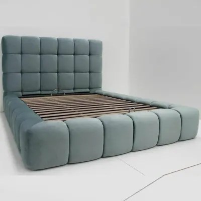 Harbor W 180 x L 200 King Upholstered Haven Bed -Blue With 1-Year Warranty