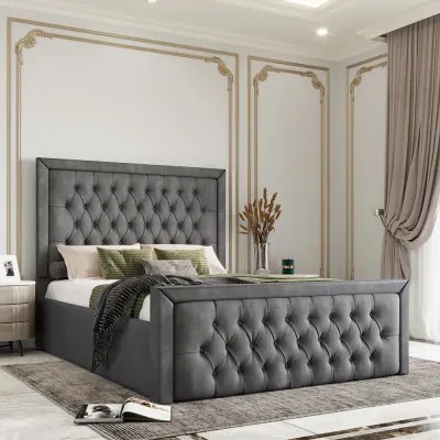 Hilton W 200 x L 200 Super King Upholstered Bed -Grey With 1-Year Warranty - Image 2