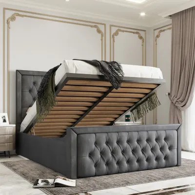 Hilton W 200 x L 200 Super King Upholstered Bed -Grey With 1-Year Warranty - Image 3