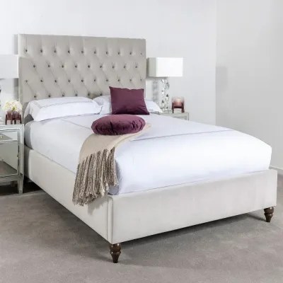 Lily W 90 x L 200 Single Upholstered Chesterfield Bed -White With 1-Year Warranty - Image 2