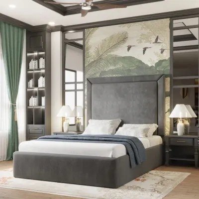 Madrid W 120 x L 200 Single Upholstered Bed -Silver With 1-Year Warranty - Image 2
