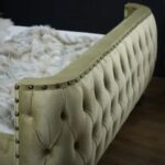 Olympia W 200 x L 200 Super King Upholstered Olive Green Fabric Bed -Green With 1-Year Warranty