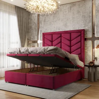 Premium W 150 x L 200 Queen Upholstered Athens Ottoman Divan Bed -Red With 1-Year Warranty - Image 4