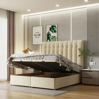Premium W 140 x L 200 Queen Upholstered Barcelona Ottoman Divan Bed -White With 1-Year Warranty - Image 4