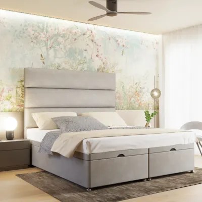 Premium W 200 x L 200 Super King Upholstered Havana Ottoman Divan Bed -White With 1-Year Warranty - Image 3