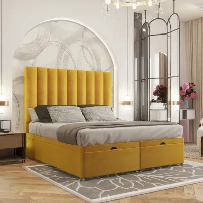 Premium W 140 x L 200 Queen Upholstered Luxor Ottoman Divan Bed -Yellow With 1-Year Warranty - Image 3