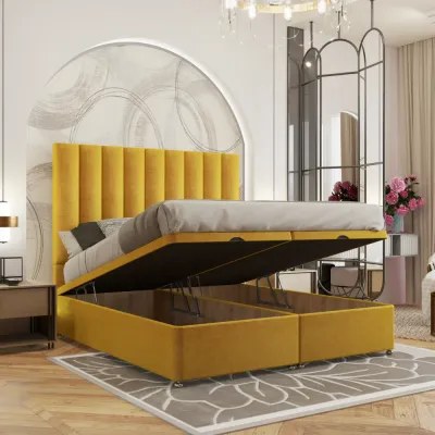 Premium W 140 x L 200 Queen Upholstered Luxor Ottoman Divan Bed -Yellow With 1-Year Warranty - Image 4