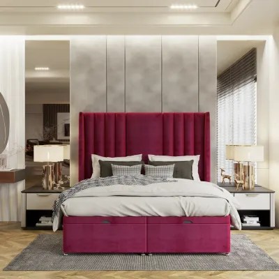 Premium W 160 x L 200 Queen Upholstered Monaco Ottoman Divan Bed -Red With 1-Year Warranty - Image 3