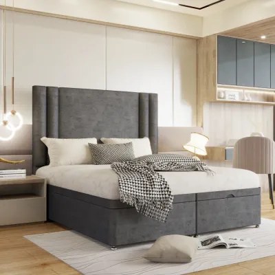 Premium W 120 x L 200 Single Upholstered Sofia Ottoman Divan Bed -Grey With 1-Year Warranty - Image 3