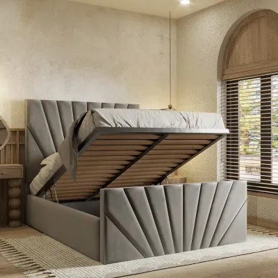 Tokyo W 180 x L 200 King Upholstered Sunrise Designer Bed -Silver With 1-Year Warranty - Image 3