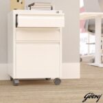 Godrej 3 Drawer White Mobile Storage Unit for Office and Home Organization