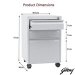 Godrej 3 Drawer White Mobile Storage Unit for Office and Home Organization