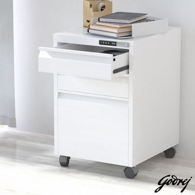 Godrej Mobile 3 Drawer File Cabinet with Advanced Touch Screen Digital Lock for Office Security White - Image 4