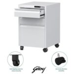 Godrej Mobile 3 Drawer File Cabinet with Advanced Touch Screen Digital Lock for Office Security White