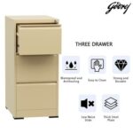 Godrej 3 Drawer Steel Filing Cabinet with Secure Lock, Heavy-Gauge Steel, and Beige Powder-Coated Finish