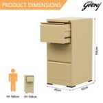 Godrej 3 Drawer Steel Filing Cabinet with Secure Lock, Heavy-Gauge Steel, and Beige Powder-Coated Finish