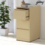 Godrej 3 Drawer Steel Filing Cabinet with Secure Lock, Heavy-Gauge Steel, and Beige Powder-Coated Finish