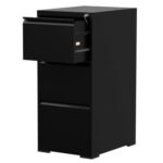 Godrej 3 Drawer Steel Filing Cabinet with Secure Lock, Heavy-Gauge Steel, and Black Powder-Coated Finish