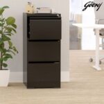 Godrej 3 Drawer Steel Filing Cabinet with Secure Lock, Heavy-Gauge Steel, and Black Powder-Coated Finish