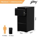 Godrej 3 Drawer Steel Filing Cabinet with Secure Lock, Heavy-Gauge Steel, and Black Powder-Coated Finish