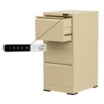 Godrej 3 Drawer Digital Filing Cabinet with Touch Screen Lock, Heavy-Duty Steel, and Scratch-Resistant Beige Finish