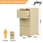 Godrej 3 Drawer Digital Filing Cabinet with Touch Screen Lock, Heavy-Duty Steel, and Scratch-Resistant Beige Finish