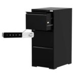 Godrej 3 Drawer Digital Filing Cabinet with Touch Screen Lock, Heavy-Duty Steel, and Scratch-Resistant Black Finish