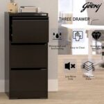 Godrej 3 Drawer Digital Filing Cabinet with Touch Screen Lock, Heavy-Duty Steel, and Scratch-Resistant Black Finish