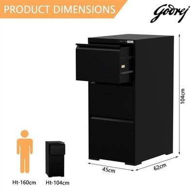 Godrej 3 Drawer Digital Filing Cabinet with Touch Screen Lock, Heavy-Duty Steel, and Scratch-Resistant Black Finish - Image 4