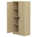 Godrej Full-Height Steel Swing Door Cupboard with Adjustable Shelves, Durable Build, and Beige Finish