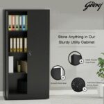 Godrej Full-Height Steel Swing Door Cupboard with Adjustable Shelves, Durable Build, and Black Finish