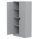 Godrej Full-Height Steel Swing Door Cupboard with Adjustable Shelves, Durable Build, and Grey Finish