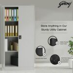 Godrej Full-Height Steel Swing Door Cupboard with Adjustable Shelves, Durable Build, and Grey Finish