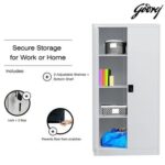 Godrej Full-Height Steel Swing Door Cupboard with Adjustable Shelves, Durable Build, and White Finish