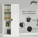 Godrej Full-Height Steel Swing Door Cupboard with Adjustable Shelves, Durable Build, and White Finish