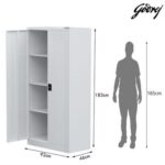 Godrej Full-Height Steel Swing Door Cupboard with Adjustable Shelves, Durable Build, and White Finish