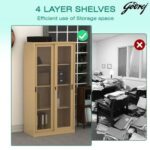 Godrej Glass Sliding Door Steel Bookshelf with Adjustable Shelves, Durable Steel Frame, and Sleek Beige Finish