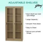 Godrej Glass Sliding Door Steel Bookshelf with Adjustable Shelves, Durable Steel Frame, and Sleek Beige Finish