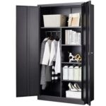 Godrej Steel Wardrobe with Full-Height Design, Centre Partition, Adjustable Shelves, and Black Scratch-Resistant Finish