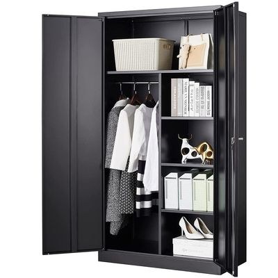 Godrej Steel Wardrobe with Full-Height Design, Centre Partition, Adjustable Shelves, and Black Scratch-Resistant Finish