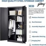 Godrej Steel Wardrobe with Full-Height Design, Centre Partition, Adjustable Shelves, and Black Scratch-Resistant Finish