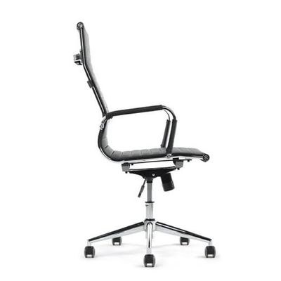 Modern Executive Office Chair, Black Leather, Swivel (Black, High Back) - Image 3