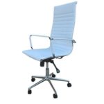 Modern Executive Office Chair, White Leather, Swivel (White, High Back)