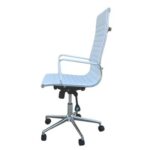 Modern Executive Office Chair, White Leather, Swivel (White, High Back)
