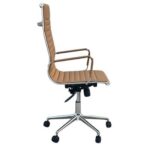 Modern Executive Office Chair, Beige Leather, Swivel (Beige, High Back)