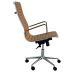 Modern Executive Office Chair, Beige Leather, Swivel (Beige, High Back)