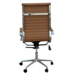 Modern Executive Office Chair, Beige Leather, Swivel (Beige, High Back)