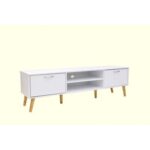 ARFAN Furniture Slim Minimalist Design TV Cabinet Modern Wooden TV Stand for Living Room - White