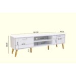 ARFAN Furniture Slim Minimalist Design TV Cabinet Modern Wooden TV Stand for Living Room - White